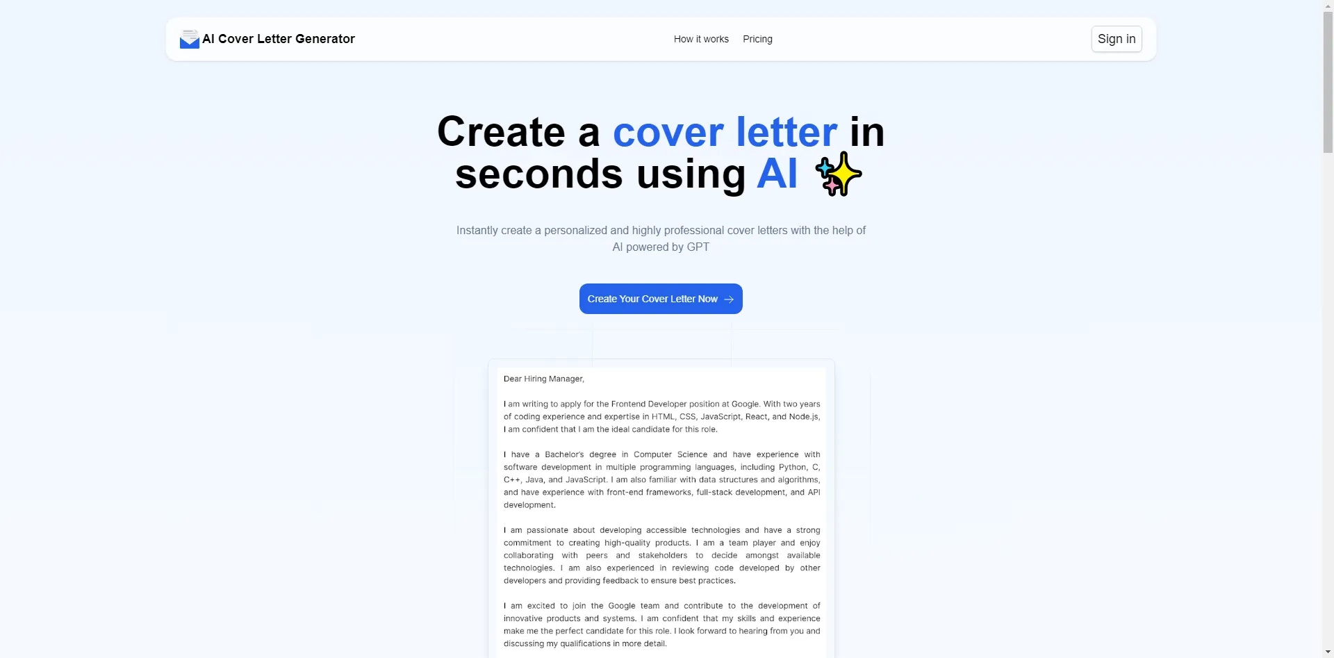 AI Cover Letter Generator Logo